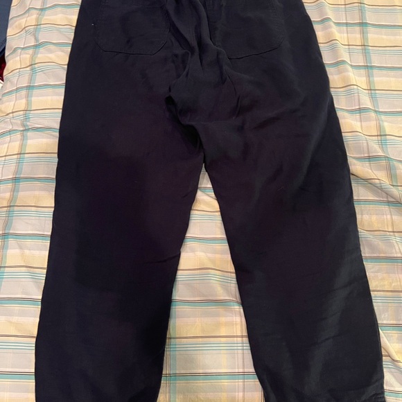 J Crew Seaside pant  linen blend navy blue drawstring waist resort wear MED - Picture 4 of 6